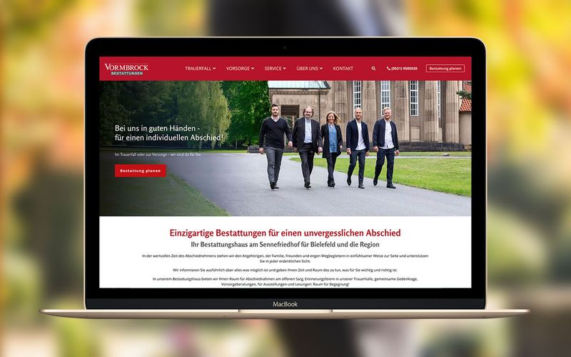 Vormbrock Bestattungen web sitesi